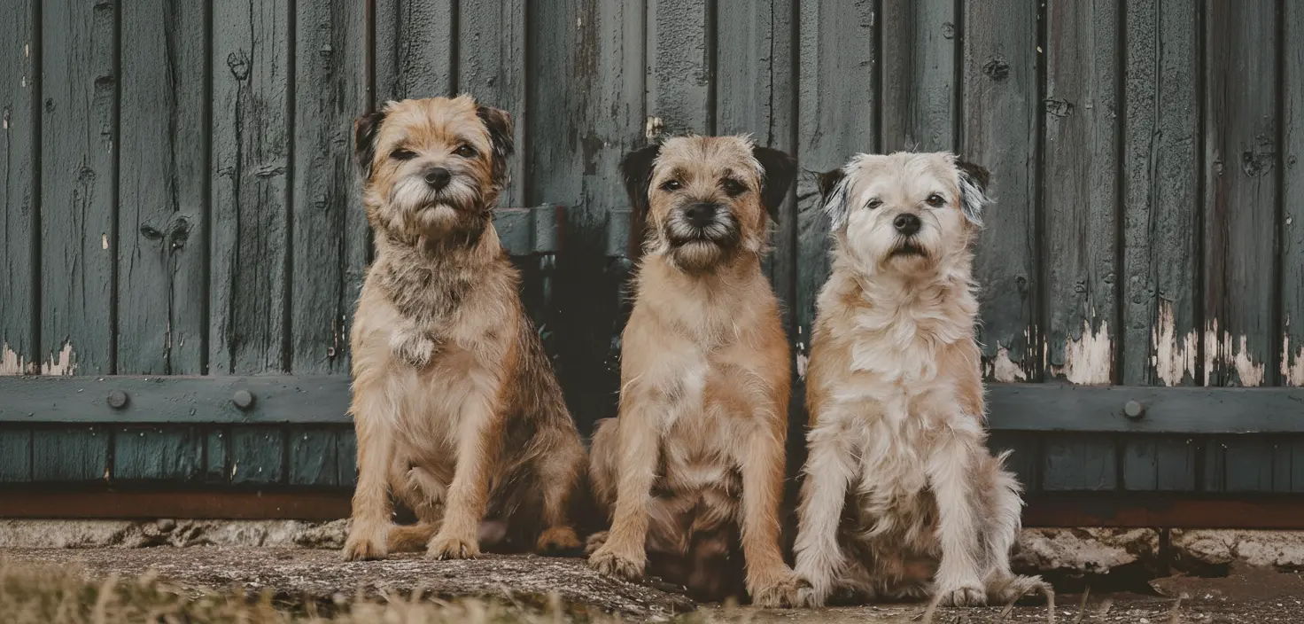 Tre borderterrier från Kennel Juniper och Kennel Axbor